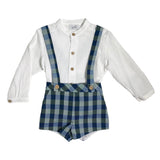 YOEDU 1854 Kinderanzug mit kariertem Overall und Hemd