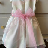 Abito Elegante Giro Manica Fantasia Arcobaleno Pastello In Cotone Neonata BUFI B1181A