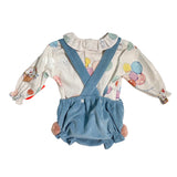 DEL SUR 1832 Baby-Mädchen-Outfit mit Samtoverall und Hemd