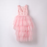 Abito Elegante Smanicato In Pizzo E Tulle Bambina SARABANDA B464