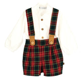 Completo Con Salopette E Camicia Scozzese Neonato CALAMARO 11246