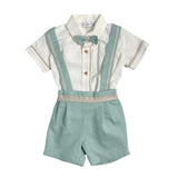 Completo Corto Elegante In Lino Con Bretrelle E Bermuda Bambino PONTO POR PONTO 6136