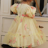 Abito Mezza Manica In Organza Stampata Bambina PHY CLOTHING 25016
