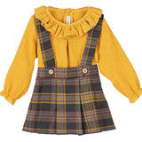 Warmer Baumwollanzug mit karierter Schürze für Mädchen CALAMARO 17910