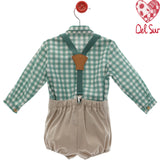 Completo Con Salopette E Camicia Con Bretelle Neonato DEL SUR 1878