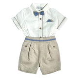 Completo Corto Elegante In Lino Con Bermuda Neonato PONTO POR PONTO 6331