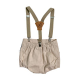 Pantaloncino In Cotone Con Bretelle e Cavalluccio Neonato YOEDU 3990