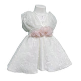 Abito Smanicato Elegante Battesimale In Pizzo Neonata ISABEL B16