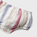 Abito Con Culotte Smanicato A Righe In Misto Lino Neonata MAYORAL 1829R