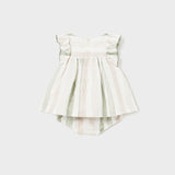 Abito Con Culotte Smanicato A Righe In Misto Lino Neonata MAYORAL 1829