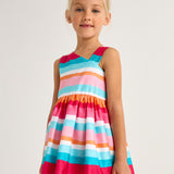 Abito Smanicato A Righe Multicolour Bambina MAYORAL 3920