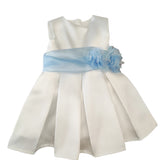 Elegant Sleeveless Dress in Cream Sateen Baby Girl BUFI B1176A