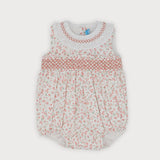 Pagliaccetto In Cotone Floreale Punto Smoke Neonata SARDON LA446