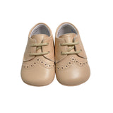 Leather Cradle Shoes With White Blue And Beige Newborn Laces INDEX 1678