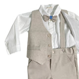 Eleganter Anzug mit beiger Weste für Neugeborene NINNAOH I23COM228