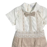 Completo Corto Elegante In Lino E Pizzo Con Bermuda Neonato PONTO POR PONTO 6135