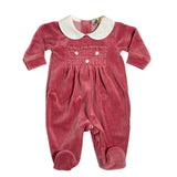 Tutina Intera In Ciniglia Ricamata Neonata BEBE' MARGO' B042T