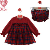 Abito Svasato Con Culotte Scozzese Neonata DEL SUR 5136