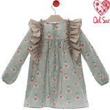 Abito Svasato In Caldo Cotone Stampato Bambina DEL SUR 5188