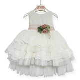 Abito Elegante Smanicato Con Pizzo Neonata MIMILU' 1161BB