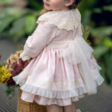 Abito Elegante Manica Lunga Damascato Bambina MIMOSA CIELO DE FANTASIA