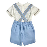 Completo Corto Elegante In Lino Con Bretrelle E Bermuda Neonato PONTO POR PONTO 6327