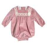 DEL SUR 1938 Langarm-Strampler aus Samt für Neugeborene