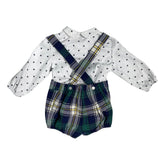 Completo Con Salopette Scozzese E Camicia Neonato DEL SUR 1033