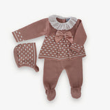 Tutina Spezzata Con Cuffia In Tessuto Anallergico Neonata SARDON MC153