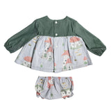 Abito Svasato Manica Lunga Con Culotte Fantasia Stampata Neonata DEL SUR 2072