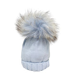 Cappello In Misto Lana Con Risvolto E Pom Pon In Volpe Neonato/a FURFANTE CT0523A