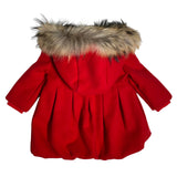 Cappotto In Panno con Cappuccio e Pelliccia Elegante Neonata BUFI B0195R