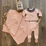 Set In Caldo cotone Neonata Rosa Antico A&j