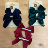 Coppia di fermagli con Fiocco In Velluto Neonata LUX2