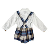 YOEDU 1853 Kinderanzug mit kariertem Overall und Hemd
