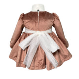 Langärmliges Samtkleid mit blauem Culotte für Baby-Mädchen MIMOSA NARCISO