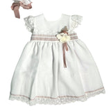 Elegantes Taufkleid aus cremefarbenem Tüll für Mädchen PONTO POR PONTO 5956