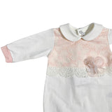 Tutina Intera In Cotone E Pizzo san Gallo Neonata TETO E TATTA TU6060