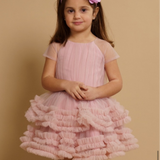 Abito Mezza Manica In Tulle Plissettato Neonata PETIT POSH 001VE