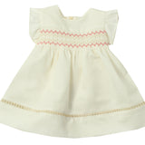 Abito Smanicato In Misto Lino Con Punto Smoke Bambina DR KID DK360