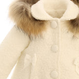 Cappotto Svasato In Boucle Con Cappuccio E Pelliccia Neonata BUFI B0522A
