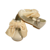 First Steps Ballerina Shoes In Satin Leather With Bow Girl PANYNO B2702
