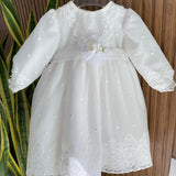 Long Sleeve Baptismal Dress for Baby Girl PONTO POR PONTO 5907