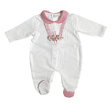 Tutina Intera In Cotone Con Inserti In Lino Neonata NINNAOH E2414T