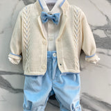 Completo Elegante Con Salopette In Velluto Neonato LA SARTORIA DEI PICCOLI C541