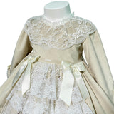 Langärmliges Samtkleid mit blauem Culotte für Baby-Mädchen MIMOSA NARCISO