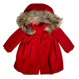 Cappotto In Panno con Cappuccio e Pelliccia Elegante Neonata BUFI B0195R