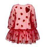 Abito Elegante Manica Lunga In Felpa E Tulle Con Cuori In Velluto Bambina DAGA 9521