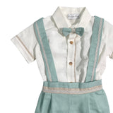 Completo Corto Elegante In Lino Con Bretrelle E Bermuda Bambino PONTO POR PONTO 6136