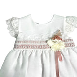 Elegantes Taufkleid aus cremefarbenem Tüll für Mädchen PONTO POR PONTO 5956